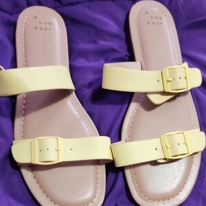 A New Day Women's Light Yellow Buckle Sandals